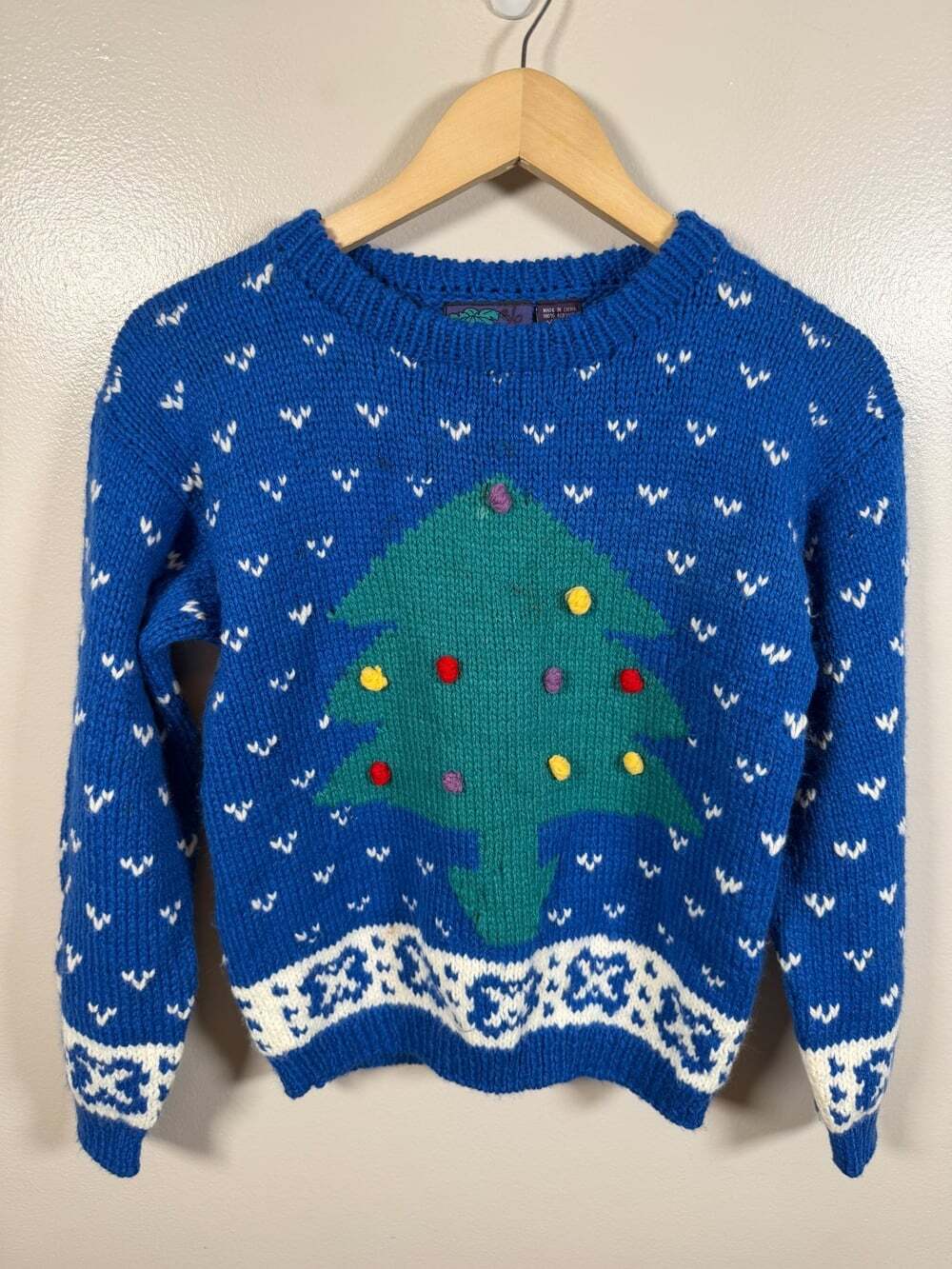 Vintage Anna Banana Christmas Sweater Kids Size Medium Modern 7/8 Holiday 90s
